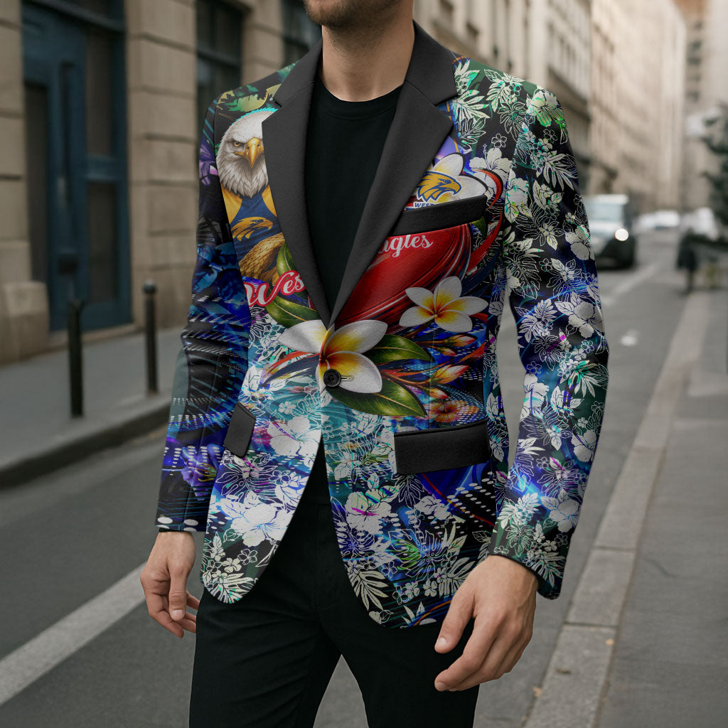 Personalized West Coast Eagles Football Blazer Tropical Hibiscus Flowers - Pacific Fusion Style