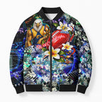Personalized West Coast Eagles Football Bomber Puffer Jacket Tropical Hibiscus Flowers - Pacific Fusion Style