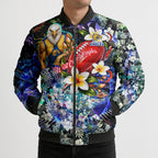 Personalized West Coast Eagles Football Bomber Puffer Jacket Tropical Hibiscus Flowers - Pacific Fusion Style