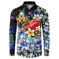 Personalized West Coast Eagles Football Button Sweatshirt Tropical Hibiscus Flowers - Pacific Fusion Style