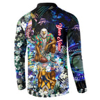 Personalized West Coast Eagles Football Button Sweatshirt Tropical Hibiscus Flowers - Pacific Fusion Style