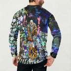Personalized West Coast Eagles Football Button Sweatshirt Tropical Hibiscus Flowers - Pacific Fusion Style