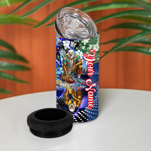 Personalized West Coast Eagles Football 4 in 1 Can Cooler Tumbler Tropical Hibiscus Flowers - Pacific Fusion Style