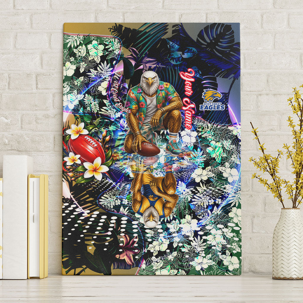Personalized West Coast Eagles Football Canvas Wall Art Tropical Hibiscus Flowers - Pacific Fusion Style