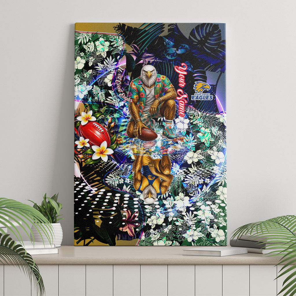 Personalized West Coast Eagles Football Canvas Wall Art Tropical Hibiscus Flowers - Pacific Fusion Style