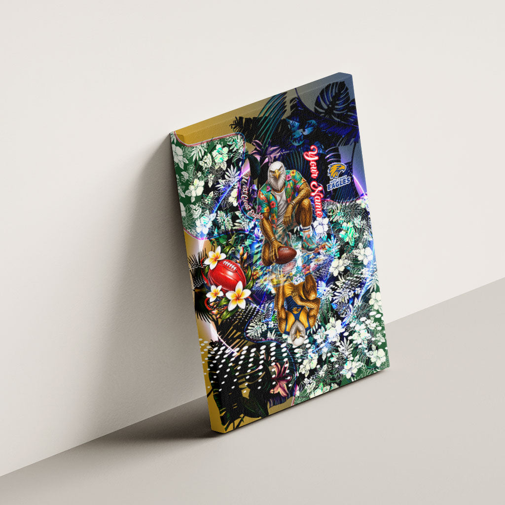 Personalized West Coast Eagles Football Canvas Wall Art Tropical Hibiscus Flowers - Pacific Fusion Style