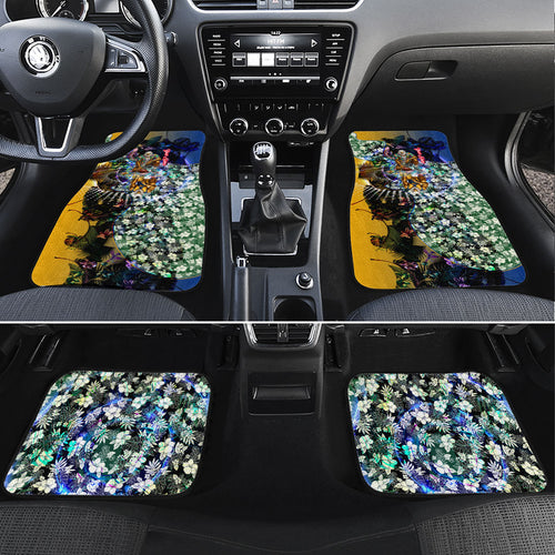 Personalized West Coast Eagles Football Car Mats Tropical Hibiscus Flowers - Pacific Fusion Style