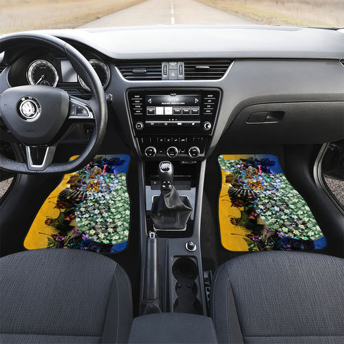 Personalized West Coast Eagles Football Car Mats Tropical Hibiscus Flowers - Pacific Fusion Style