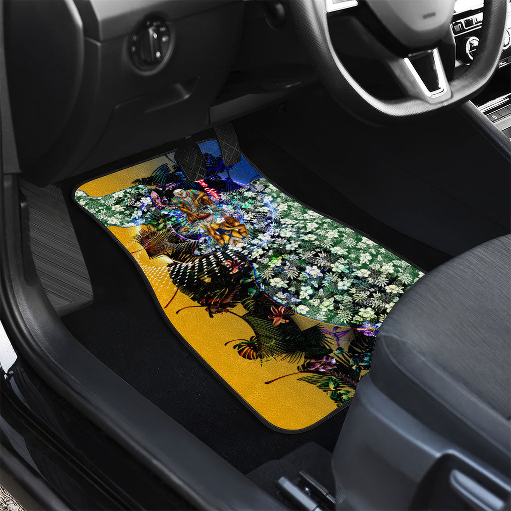 Personalized West Coast Eagles Football Car Mats Tropical Hibiscus Flowers - Pacific Fusion Style