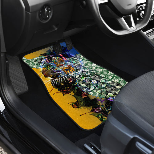 Personalized West Coast Eagles Football Car Mats Tropical Hibiscus Flowers - Pacific Fusion Style