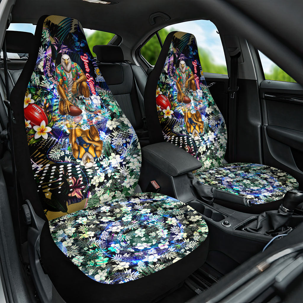 Personalized West Coast Eagles Football Car Seat Cover Tropical Hibiscus Flowers - Pacific Fusion Style