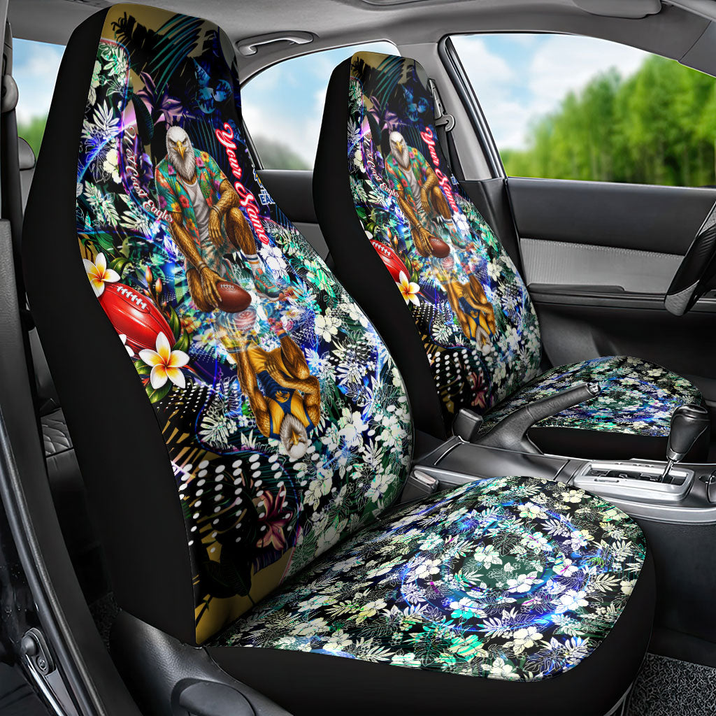 Personalized West Coast Eagles Football Car Seat Cover Tropical Hibiscus Flowers - Pacific Fusion Style