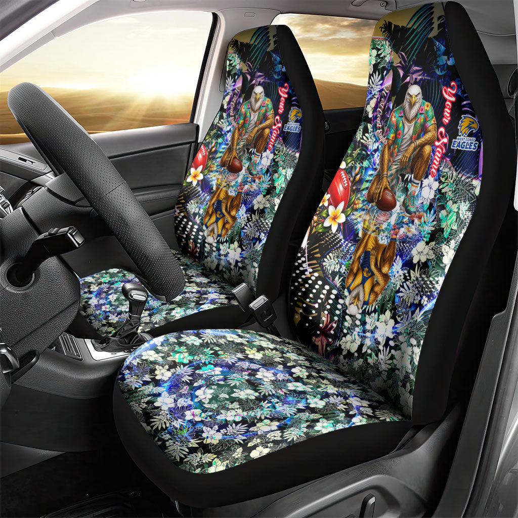 Personalized West Coast Eagles Football Car Seat Cover Tropical Hibiscus Flowers - Pacific Fusion Style