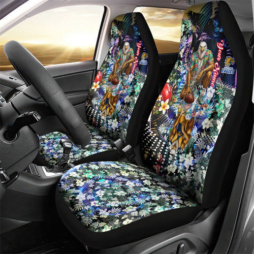 Personalized West Coast Eagles Football Car Seat Cover Tropical Hibiscus Flowers - Pacific Fusion Style