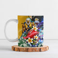 Personalized West Coast Eagles Football Ceramic Mug Tropical Hibiscus Flowers - Pacific Fusion Style