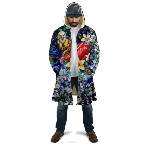 Personalized West Coast Eagles Football Cloak Tropical Hibiscus Flowers - Pacific Fusion Style