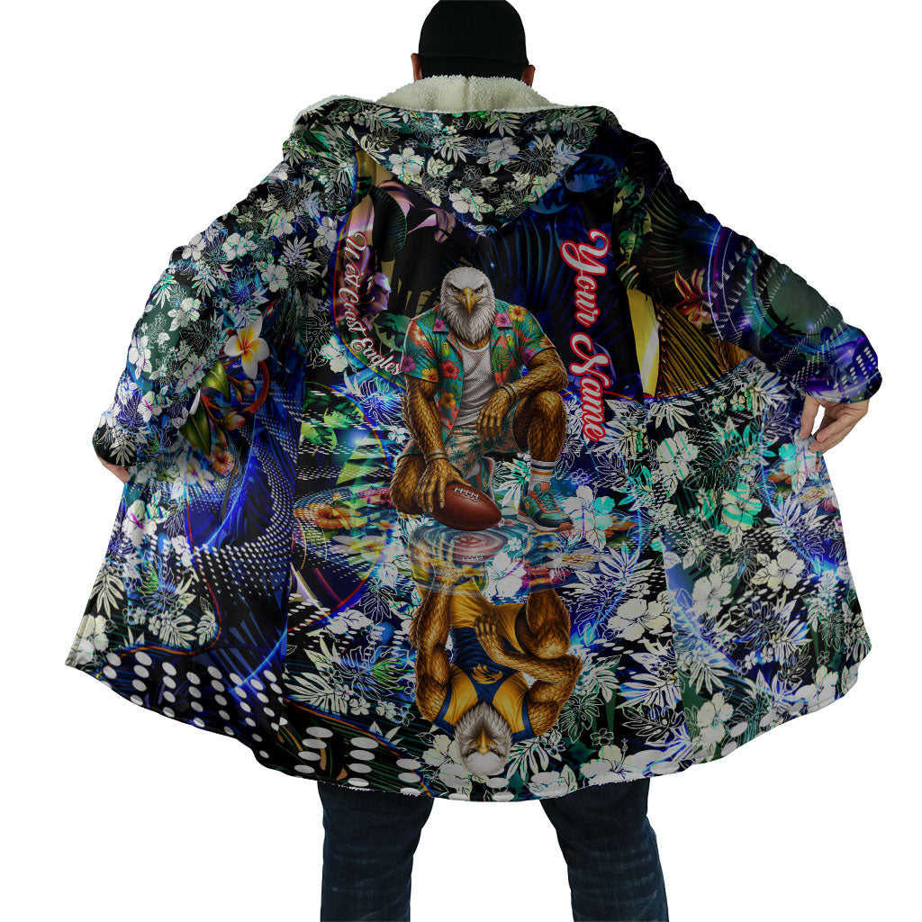 Personalized West Coast Eagles Football Cloak Tropical Hibiscus Flowers - Pacific Fusion Style