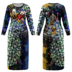 Personalized West Coast Eagles Football Couples Matching Long Sleeve Bodycon Dress and Long Sleeve Button Shirt Tropical Hibiscus Flowers - Pacific Fusion Style