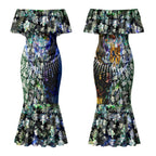 Personalized West Coast Eagles Football Couples Matching Mermaid Dress and Hawaiian Shirt Tropical Hibiscus Flowers - Pacific Fusion Style
