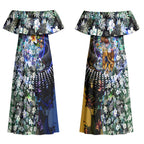 Personalized West Coast Eagles Football Couples Matching Off Shoulder Maxi Dress and Hawaiian Shirt Tropical Hibiscus Flowers - Pacific Fusion Style