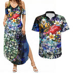 Personalized West Coast Eagles Football Couples Matching Summer Maxi Dress and Hawaiian Shirt Tropical Hibiscus Flowers - Pacific Fusion Style