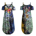Personalized West Coast Eagles Football Couples Matching Summer Maxi Dress and Long Sleeve Button Shirt Tropical Hibiscus Flowers - Pacific Fusion Style