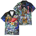 Personalized West Coast Eagles Football Family Matching Off Shoulder Short Dress and Hawaiian Shirt Tropical Hibiscus Flowers - Pacific Fusion Style