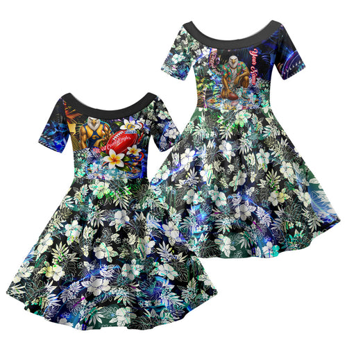 Personalized West Coast Eagles Football Family Matching Tank Maxi Dress and Hawaiian Shirt Tropical Hibiscus Flowers - Pacific Fusion Style