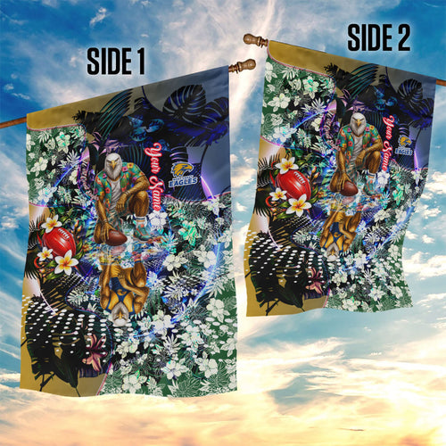 Personalized West Coast Eagles Football Garden Flag Tropical Hibiscus Flowers - Pacific Fusion Style