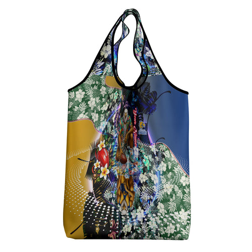 Personalized West Coast Eagles Football Grocery Bag Tropical Hibiscus Flowers - Pacific Fusion Style