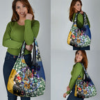 Personalized West Coast Eagles Football Grocery Bag Tropical Hibiscus Flowers - Pacific Fusion Style