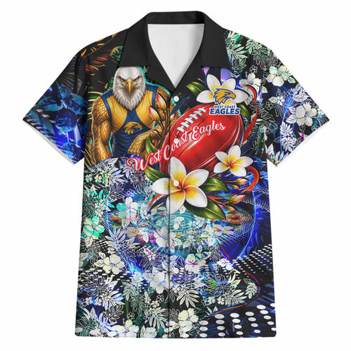 Personalized West Coast Eagles Football Hawaiian Shirt Tropical Hibiscus Flowers - Pacific Fusion Style