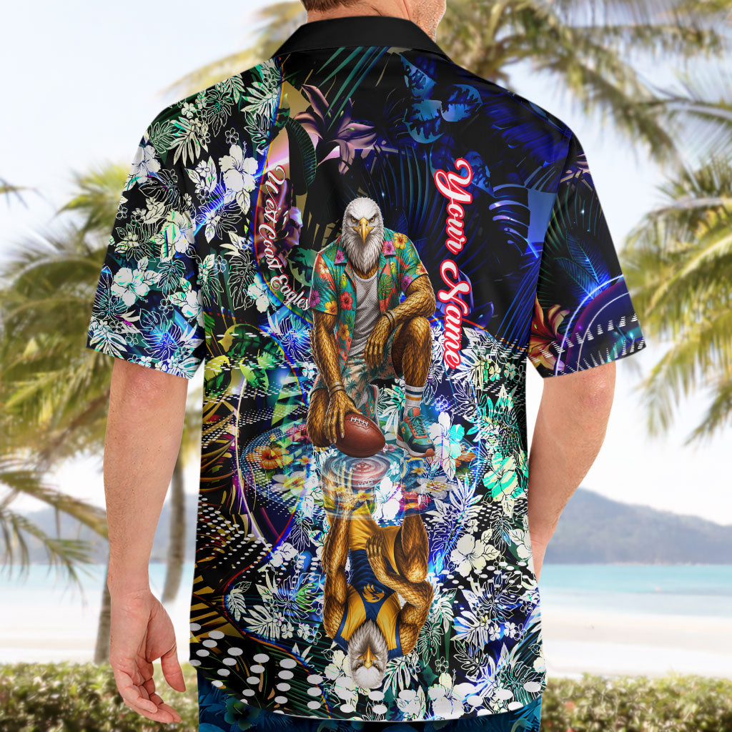 Personalized West Coast Eagles Football Hawaiian Shirt Tropical Hibiscus Flowers - Pacific Fusion Style