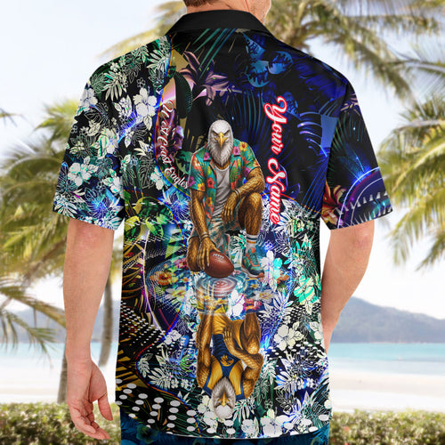 Personalized West Coast Eagles Football Hawaiian Shirt Tropical Hibiscus Flowers - Pacific Fusion Style