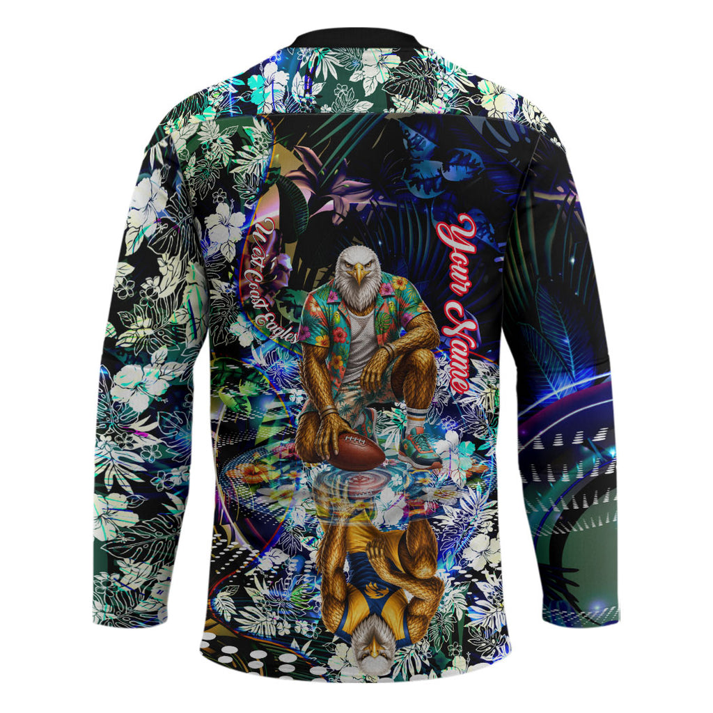Personalized West Coast Eagles Football Hockey Jersey Tropical Hibiscus Flowers - Pacific Fusion Style