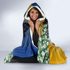 Personalized West Coast Eagles Football Hooded Blanket Tropical Hibiscus Flowers - Pacific Fusion Style