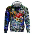 Personalized West Coast Eagles Football Hoodie Tropical Hibiscus Flowers - Pacific Fusion Style
