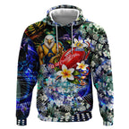 Personalized West Coast Eagles Football Hoodie Tropical Hibiscus Flowers - Pacific Fusion Style