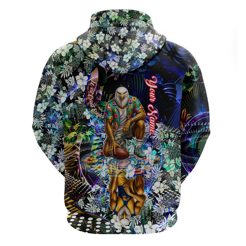 Personalized West Coast Eagles Football Hoodie Tropical Hibiscus Flowers - Pacific Fusion Style