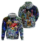 Personalized West Coast Eagles Football Hoodie Tropical Hibiscus Flowers - Pacific Fusion Style