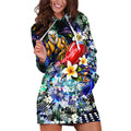 Personalized West Coast Eagles Football Hoodie Dress Tropical Hibiscus Flowers - Pacific Fusion Style