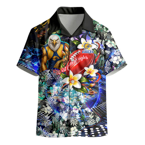 Personalized West Coast Eagles Football Kid Hawaiian Shirt Tropical Hibiscus Flowers - Pacific Fusion Style