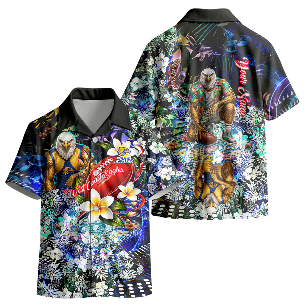 Personalized West Coast Eagles Football Kid Hawaiian Shirt Tropical Hibiscus Flowers - Pacific Fusion Style