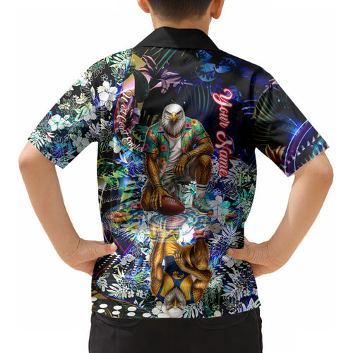 Personalized West Coast Eagles Football Kid Hawaiian Shirt Tropical Hibiscus Flowers - Pacific Fusion Style