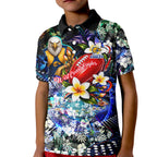 Personalized West Coast Eagles Football Kid Polo Shirt Tropical Hibiscus Flowers - Pacific Fusion Style