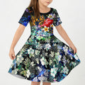 Personalized West Coast Eagles Football Kid Short Sleeve Dress Tropical Hibiscus Flowers - Pacific Fusion Style