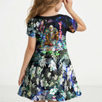 Personalized West Coast Eagles Football Kid Short Sleeve Dress Tropical Hibiscus Flowers - Pacific Fusion Style