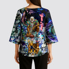 Personalized West Coast Eagles Football Kimono Sleeve Blouse Tropical Hibiscus Flowers - Pacific Fusion Style