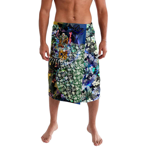 Personalized West Coast Eagles Football Lavalava Tropical Hibiscus Flowers - Pacific Fusion Style
