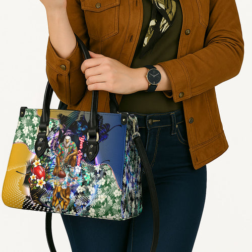 Personalized West Coast Eagles Football Leather Bag Tropical Hibiscus Flowers - Pacific Fusion Style